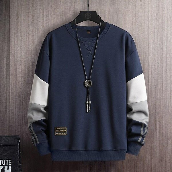 Koszulka Z DłUgim RęKawem MęSka Sweter, Wiosenno-Jesienna Koszula MęSka Sweter Z OkrąGłYm Dekoltem Modna Marka Casual, Sweter 5XL Gray-image