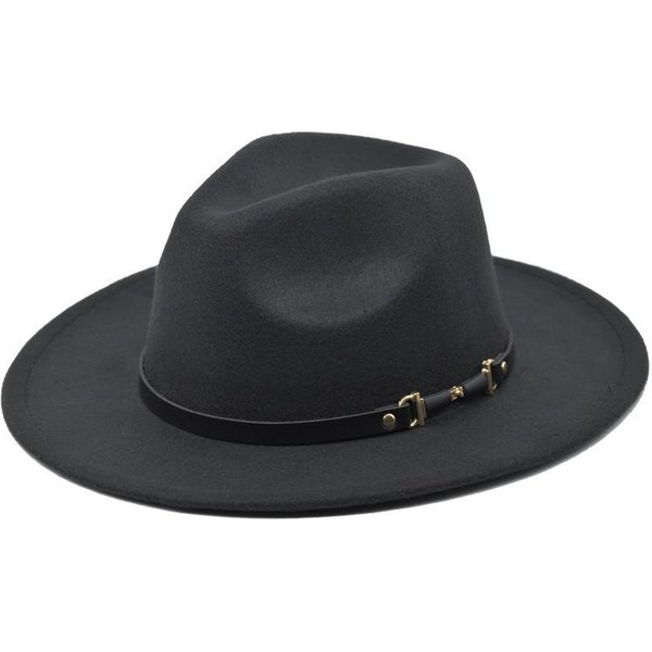 1 Szt. Modny WełNiany Kapelusz Fedora MęSki Jesień Zima Szerokie Rondo Kapelusz Jazzowy Imitacja WełNy Damski Kapelusz KośCielny Filcowy Kapelusz Brytyjski One Size-image