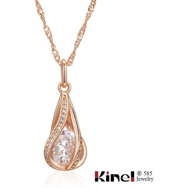 Collar Con Colgante De Circonita Natural De DiseñO úNico Para Mujer, Lujo, Oro Rosa, Accesorios De Boda Para Novia, JoyeríA Fina Diaria Beige-image