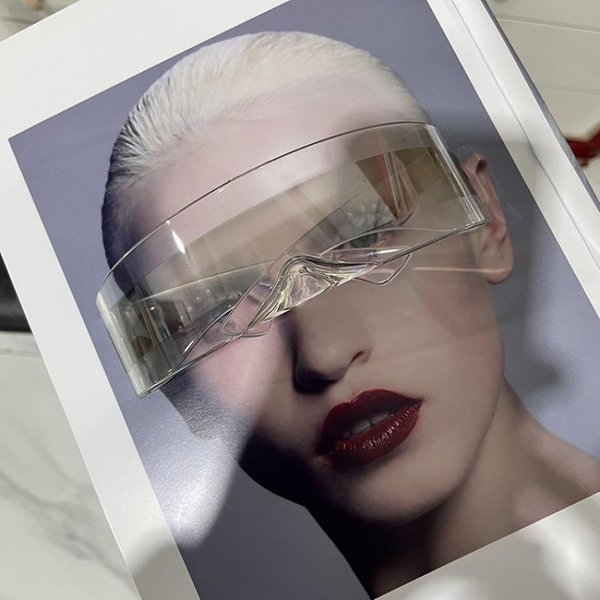 ÚLtimas Gafas De Sol Cyberpunk Futuristas Estilo CláSico Sin Montura Gafas De Sol ProteccióN UV400 Lentes Espejo Gafas CláSicas GóTicas Steampunk Para Fiesta As Shown In The Figu Gray-image