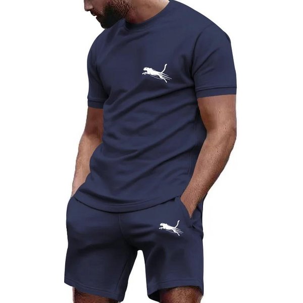 Traje De Verano Para Hombre Ropa Deportiva Traje De Fitness Para Hombre Traje Deportivo Camiseta De Manga Corta + Pantalones Cortos Secado RáPido Conjuntos De 2 Piezas 5XL-image