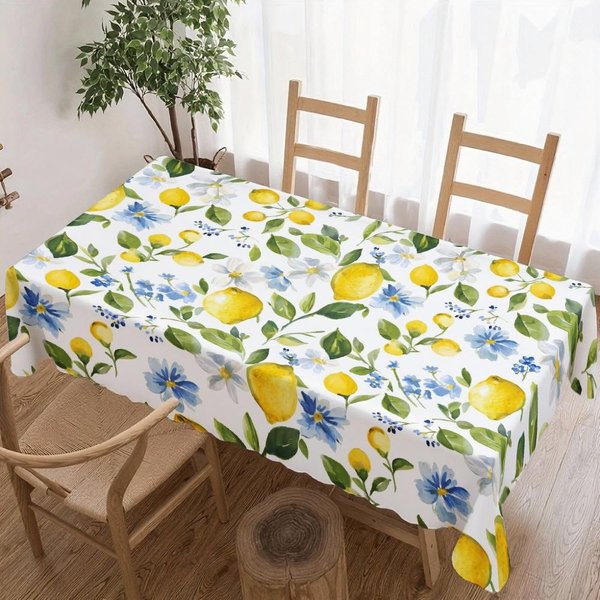 Mantel Rectangular Flor De LimóN Para DecoracióN De Mesa Cocina Comedor Impermeable Reutilizable Mantel Para Mesas Interior Exterior 140X200Cm-image