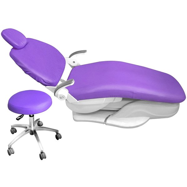 4 Szt./Zestaw Pokrowiec Na Siedzenie Fotela Dentystycznego Jednostka SkóRa PU Elastyczny Wodoodporny Ochronny Pokrowiec Na Siedzenie Stomatologiczne SprzęT Laboratoryjny Purple-image