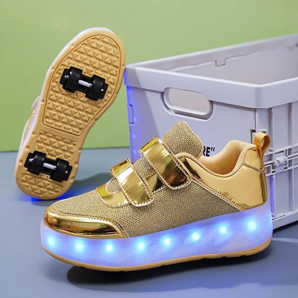 Nuevos Zapatos Runaway De Doble Rueda, Zapatos De Polea Para NiñOs Y NiñAs, Zapatos Variables Coleccionables, Patines Con Luces Y Zapatos Luminosos 37 Gray-image
