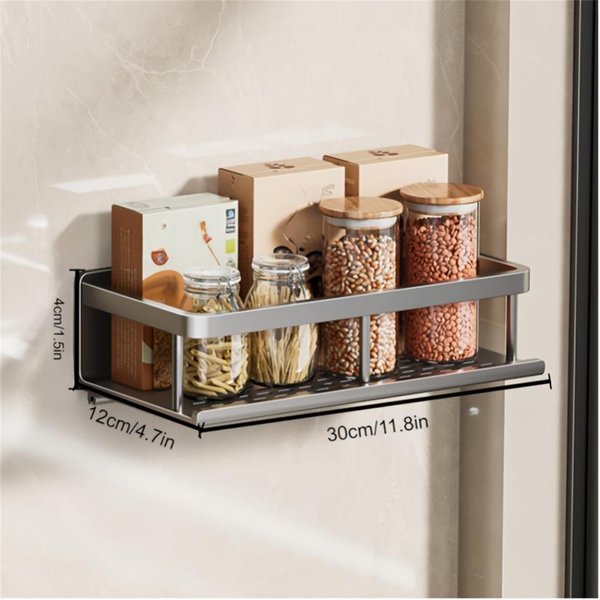 1 Estante De Almacenamiento Multifuncional Con Barra Estante Para Condimentos Estante De Almacenamiento De Condimentos Montado En La Pared Para ArtíCulos De Cocina-image