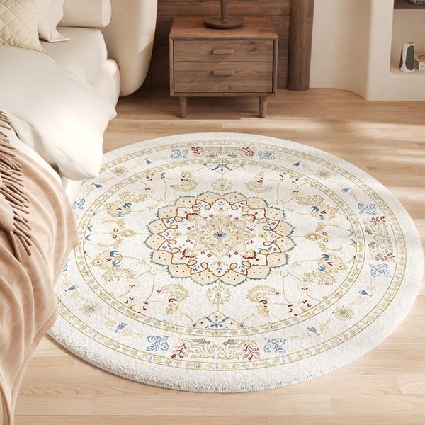 Gruby Pluszowy Dywan OkrąGłY Dekoracja Salonu Dywaniki W Stylu Boho Do Sypialni Domowy Puszysty MięKki Dywanik AntypośLizgowa Mata PodłOgowa Przy ŁóżKu 80X80Cm-image