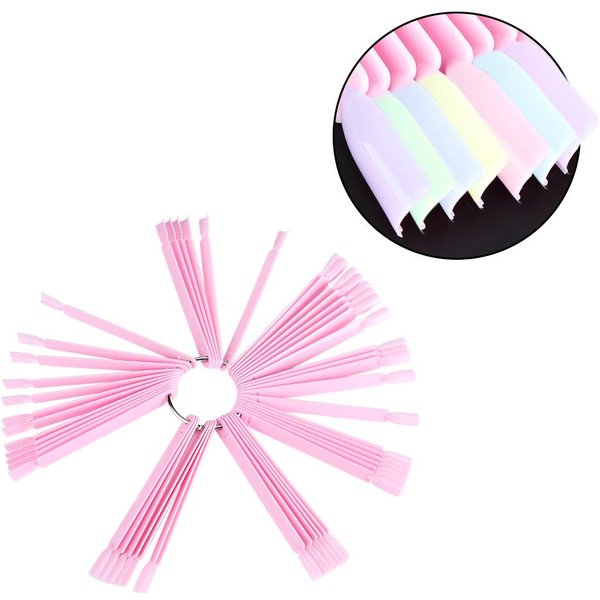 Bolsa De 50 Piezas Paleta De Muestras De UñAs Postizas Tipo Abanico Herramienta De PráCtica De ExhibicióN De Esmalte En Gel Para Manicura-image
