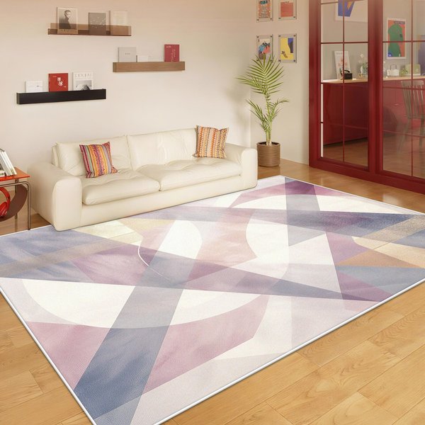 Alfombra GeoméTrica Estilo NóRdico Para Sala De Estar, DecoracióN De Lujo Ligero, Dormitorio, Vestidor, Alfombrilla Suave, SalóN, Lavable, Antideslizante, Alfombra Para El Hogar 100*200Cm-image