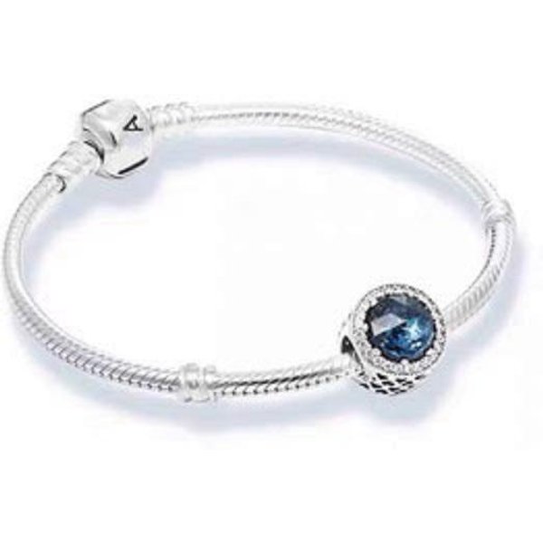 Pulsera De Plata De Ley S925 Con DiseñO De Hada Estrellada Y OcéAno Azul, Pulsera Con Cuentas Colgantes 21Cm White-image