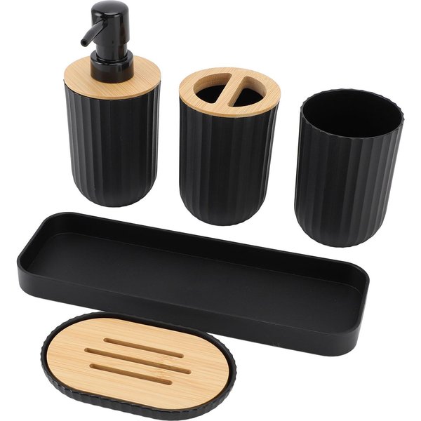 Juego De Accesorios De BañO Dispensador De JabóN Y Portacepillos Vaso Para Enjuague Bucal Organizador De BañO Para-image