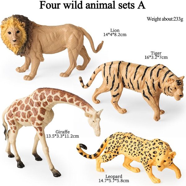 Oenux 4 Piezas Figuras De AccióN De Animales Salvajes LeóN Africano Tapirus Indicus Camello AntíLope Cebra Modelo Figuras Juguete Educativo Regalo Para NiñOs Beige-image