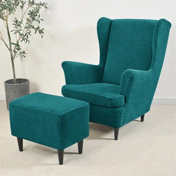 3 Piezas/Set Funda Jacquard Para SillóN De Orejas Repelente Al Agua EláStica Funda Para SillóN Antipolvo Color SóLido Funda Para Silla Individual De Orejas 1Set(3Pcs)-image