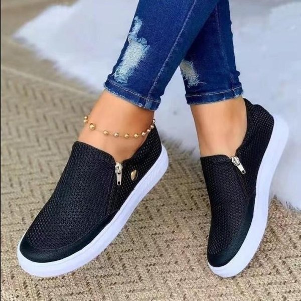Zapatillas De Mujer Moda Transpirables Zapatos Vulcanizados Zapatos De Plataforma De CáñAmo Zapatos Casuales Con Cordones Blancos Zapatos Mujer Lona 35 Negro-image