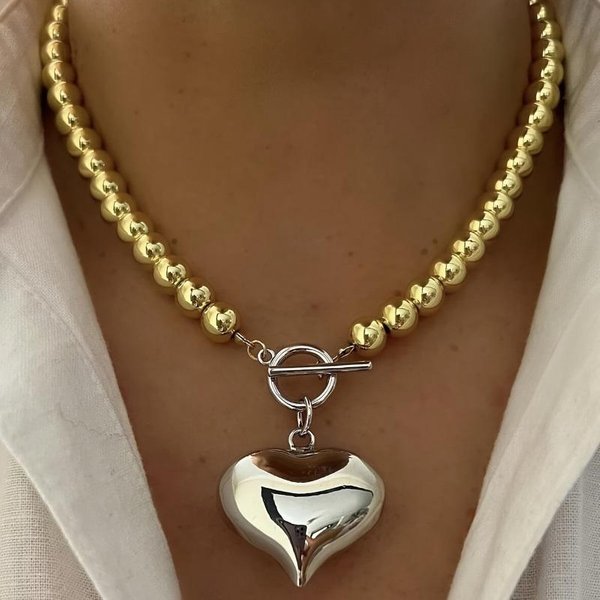1 Pieza Collar Con Colgante De CorazóN Estilo Punk Para Mujer, Encanto De Candado Exagerado De Moda, Accesorios De JoyeríA VersáTiles Para El Uso Diario Brown-image