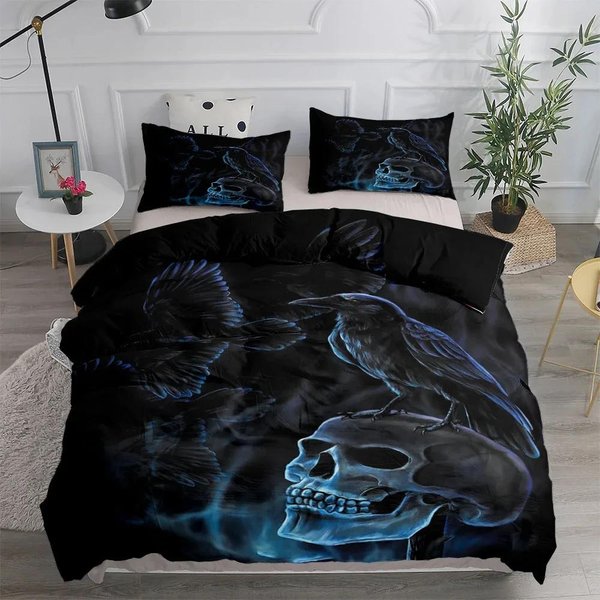 Juego De Funda NóRdica Raven Poe Del Anochecer King Queen Doble Full Twin Individual Ropa De Cama Juego De Funda NóRdica Juego De Cama Funda De Colcha Funda De Almohada US Full(200X230Cm)-image