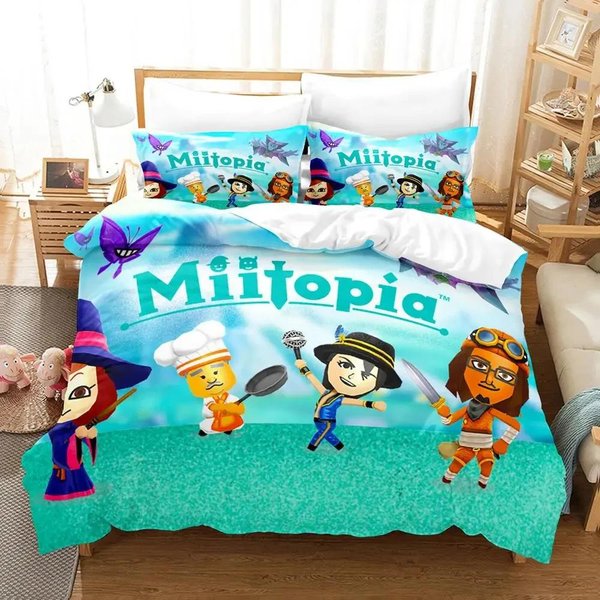 ImpresióN 3D Juego Miitopia ColeccióN De Ropa De Cama Funda NóRdica ColeccióN De Cama Funda De Colcha Funda De Almohada EdredóN TamañO King Queen Ropa De Cama Para NiñOs Adultos EU Twin 135X200Cm-image