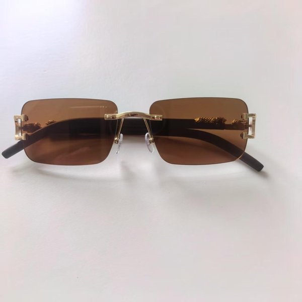 Nowe Bezramkowe Kwadratowe Okulary PrzeciwsłOneczne MężCzyźNi Kobiety WzóR Lamparta UV400 Przeciwodblaskowe Outdoorowe Modne Okulary SłOneczne 1PC Black-image