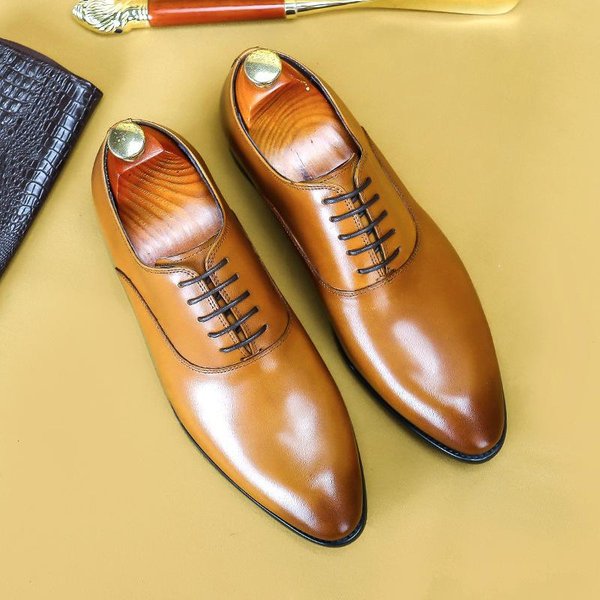 Zapatos Formales De Hombre Zapatos Oxford De Cuero Genuino Para Hombre Italianos 2025 Zapatos De Vestir Boda Cordones Zapatos De Negocios De Cuero 869 41 MarróN-image