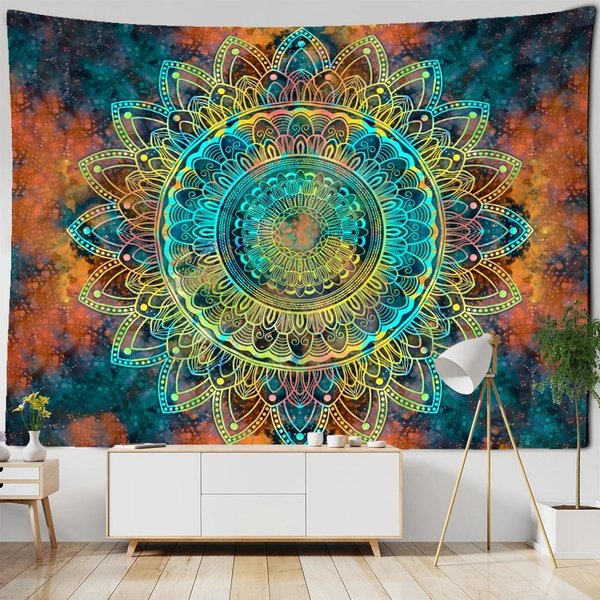 GwiaźDziste Niebo Mandala Gobelin ŚCienny Psychedeliczny Czarodziejstwo Abstrakcyjny Hipisowski Tapiz Bohema WystróJ Domu 100X150Cm-image