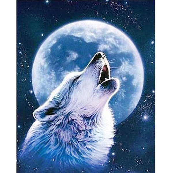 Bordado De Diamantes 5D DIY Lobo Artes De Pared Animal Pintura De Diamantes Punto De Cruz Costura DecoracióN Del Hogar 20X30CM-image