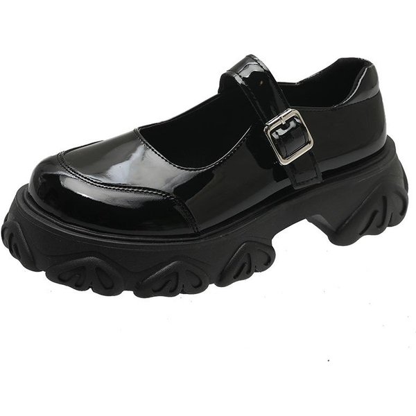 Zapatos De Cuero Negros De Estilo BritáNico Retro Con Suela Gruesa Para Mujer, Nuevos Zapatos De Moda Para Primavera Y OtoñO 39-image