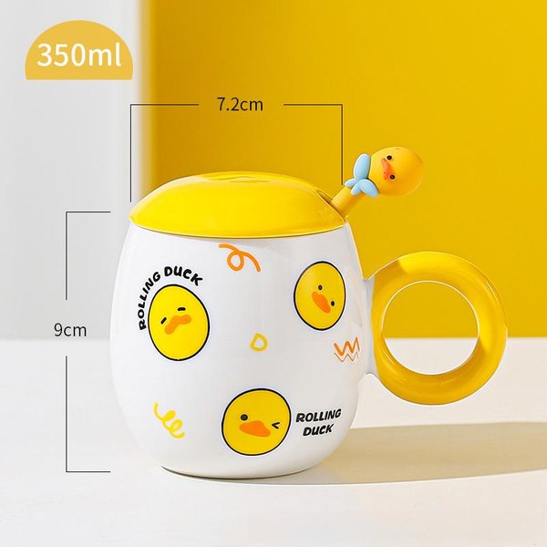Kreatywny KreskóWkowy Kubek Ceramiczny Uroczy Kubek Z Małą Kaczką Domowy Kubek Do Wody Biurowy Kubek Do Kawy Kubek Na Prezent 350ML-image