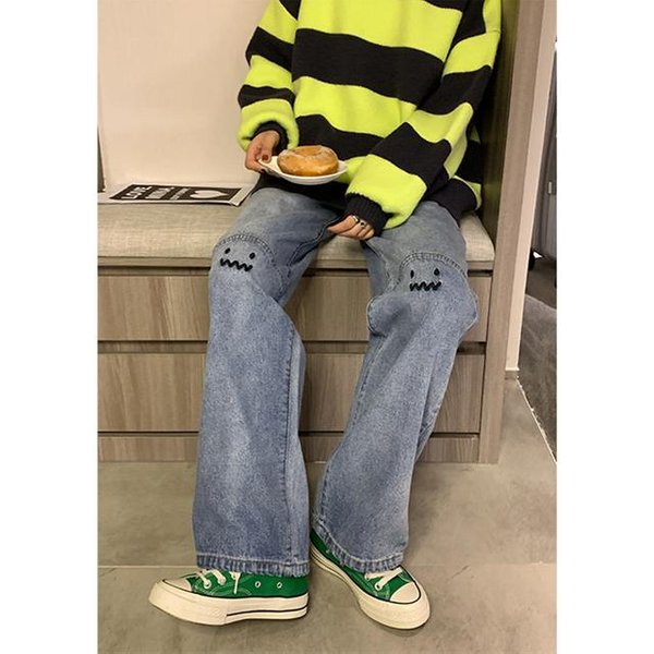 Damskie DżInsy Z Wysokim Stanem Proste Workowate Modne Spodnie Streetwear Harajuku Vintage Casual Kobiece Spodnie DżInsowe Z Szerokimi Nogawkami S Black-image