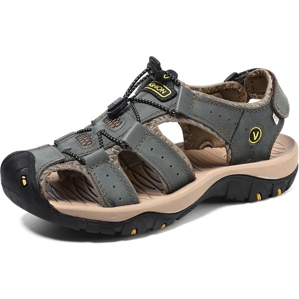 Sandalias Talla Grande Para Hombre Verano Nuevo Cuero Genuino Zapatos De Playa Sandalias Hombre Antideslizantes Cosidas A Mano Zapatos De Hombre 48-image