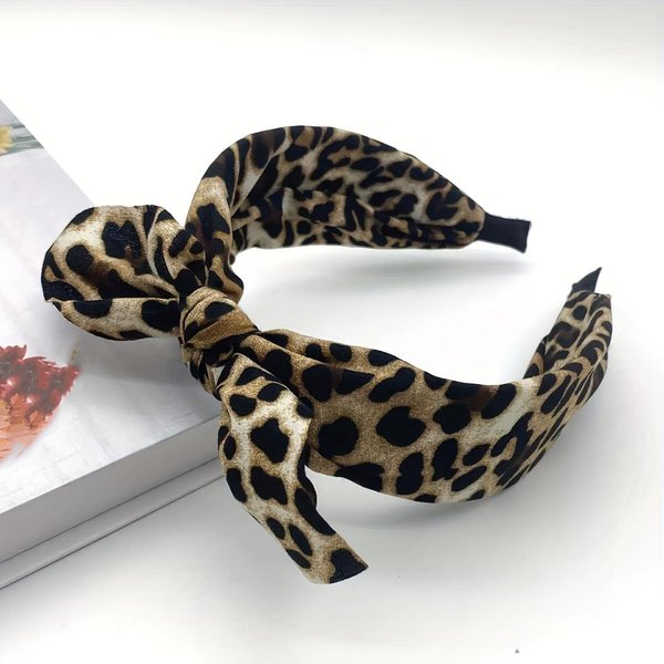 Diadema De Lazo Con Estampado De Leopardo Estilo Coreano Aro De PláStico Nudo Temperamento Banda Para El Cabello Diadema Ancha Antideslizante Para Lavarse La Cara White-image