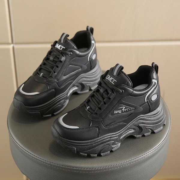 Zapatos Blancos PequeñOs Mujer Primavera Nuevos Zapatos De Mujer Plataforma Aumento De Altura Mujer Ocio Deportes Zapatos De Padre 40 Negro-image