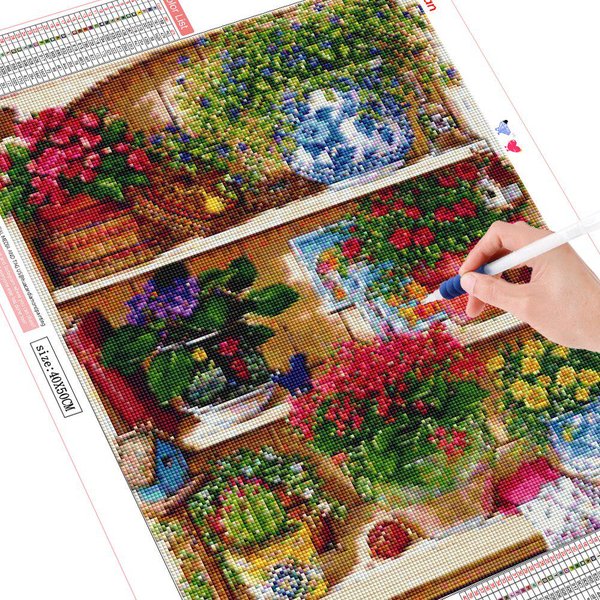 Pintura De Diamantes 5D DIY Flor Taladro Cuadrado Completo Mosaico De Diamantes Paisaje Punto De Cruz 40X50CM-image