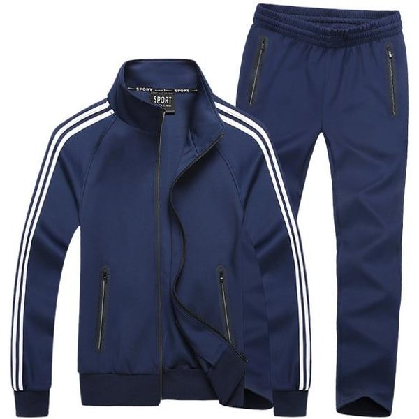 Jesienna Odzież Sportowa Dresy MęSkie Zestawy DużE Rozmiary Odzież MęSka Kurtka + Spodnie 2 Sztuki Zestaw Sportowy Plus Rozmiar 8Xl 7Xl Dres MęSki Xxxl Kolor Granatowy-image