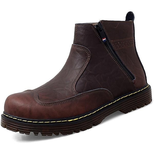 Jesienne, DużE Rozmiary, MęSkie Buty Robocze, Buty Typu Chelsea, Styl Brytyjski, Wysokie, Oryginalne SkóRzane Buty 44-image