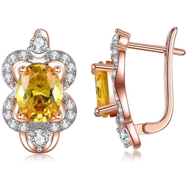 Pendientes De Oro Rosa Personalidad VersáTil Temperamento GeoméTricos Pendientes Para Mujer Diamante 8 Pendientes Beige-image