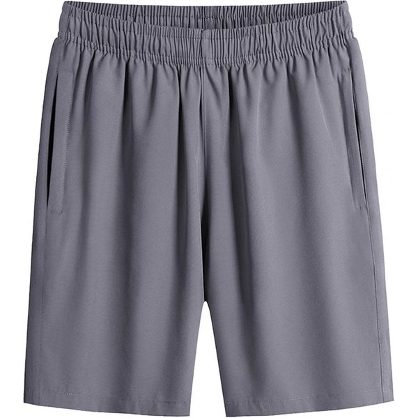 Pantalones Cortos Deportivos De Verano Para Hombre Pierna Ancha Holgada Cintura EláStica Tiro Profundo Bolsillos Laterales Finos Color SóLido Longitud De Rodilla Pantalones Cortos Para Hombre Baske M Gris-image