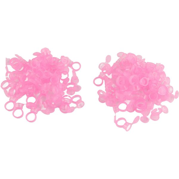 100 Piezas Vaso Anillo Desechable Para Tinta De Tatuaje Con Tapa Antipolvo Vaso Anillo Para Pigmento De Microblading Para PestañAs Color Rosa-image