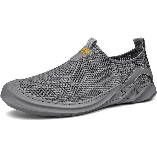 Zapatos De Malla Para Hombre Estilo Nuevo Verano Transpirables Malla Fina Ocio Deportes Slip-On Perezoso Salvaje Zapatos De Moda 44 Gris-image