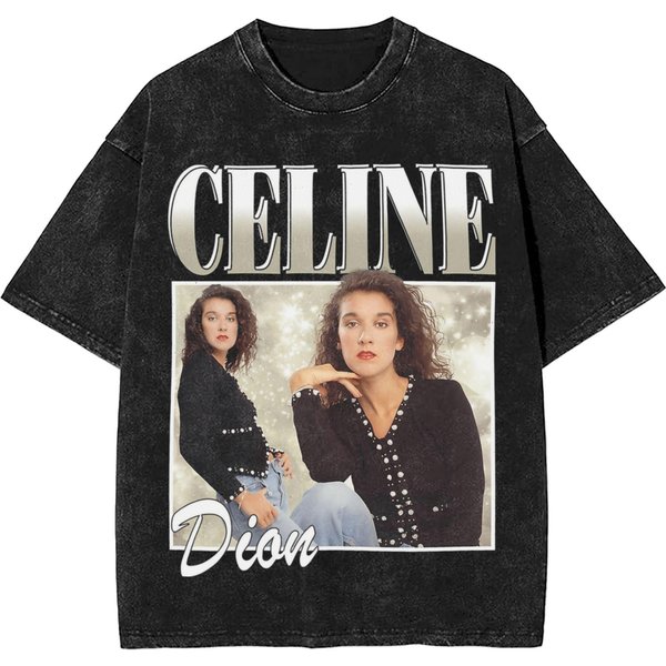 Camiseta Para Hombre Celine Dion Camiseta Lavada Streetwear Hip Hop Camisetas vintage Camisetas Hombres Mujeres AlgodóN Top De Verano M Beige-image