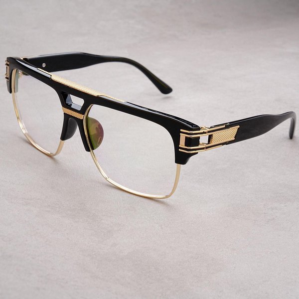 Gafas De Sol De Lujo Elegantes Para Hombre DiseñAdor Cuadradas De Metal Gafas De Sol CláSicas De Moda Para Conducir Alpha Shades UV400-image