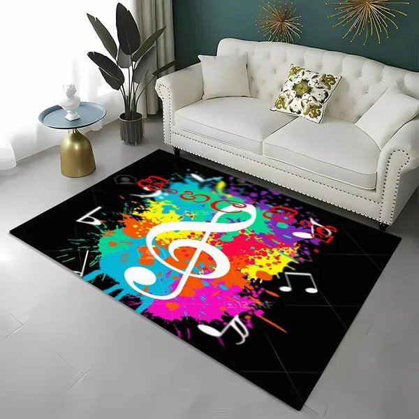 Dywan 3D HD Z Motywem Nut Muzycznych, Dywan Do Salonu, Sypialni, Pod Sofę, Do Kuchni, Dekoracja, Mata PodłOgowa AntypośLizgowa Do Zabawy Dla Dzieci, Prezent 40X60Cm (16X24In) Gray-image