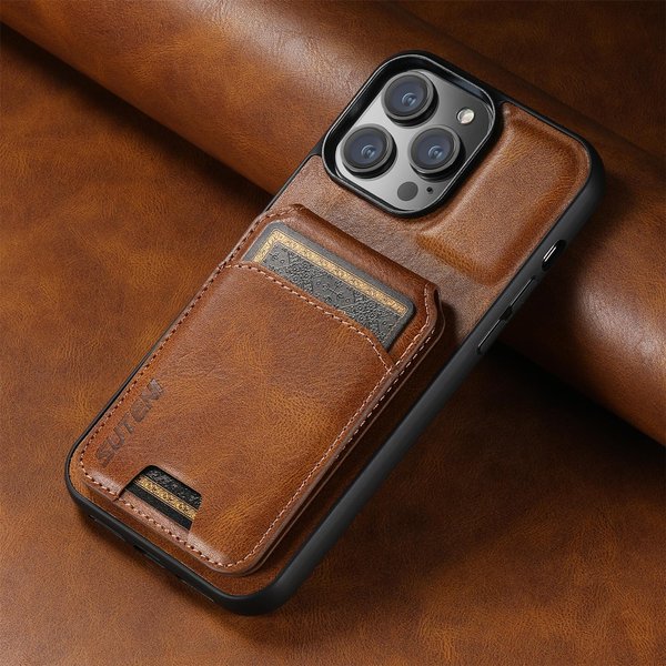 Suteni Luksusowy SkóRzany Uchwyt Na Karty Etui Na Telefon Portfel Pokrowiec Z Podstawką Dla Iphone 16 15 14 13 12 11 Pro Plus Max X Xs XR For Iphone 13 Pro-image