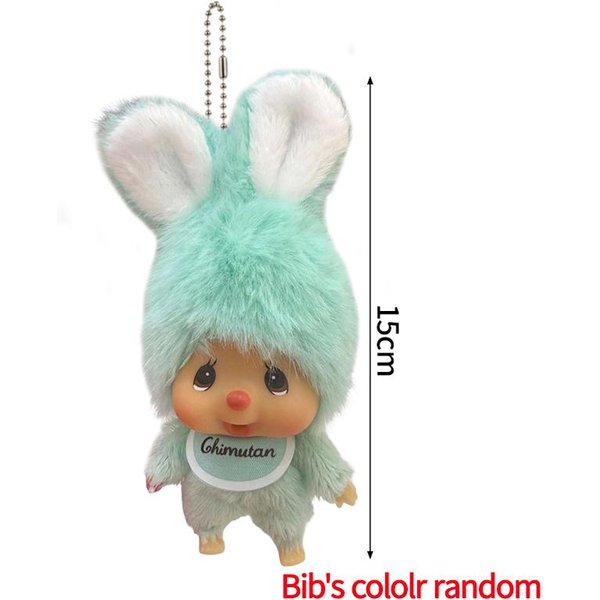 Llavero Colgante Peluche Monchhichi Adorable MuñEco Dibujos Animados Adornos Mochila Encantos Bolsa Mengqiqi Llaveros Mono Peluche Regalo De CumpleañOs White-image