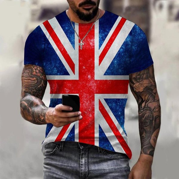Anglia Brytyjska Flaga 3D Druk T-Shirt Lato MężCzyźNi Kobiety T-Shirty Moda KróTki RęKaw Oversize Harajuku Streetwear DziecięCe Koszulki Topy 5XL Red-image