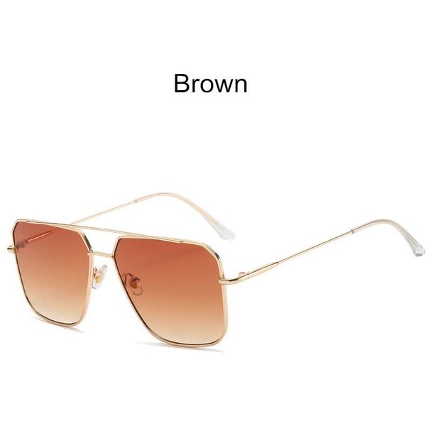 Vintage Oversize Okulary PrzeciwsłOneczne MęSkie WielokąTne Oprawki Klasyczne Kwadratowe Metalowe Okulary Moda Nowe Damskie Okulary PrzeciwsłOneczne Uv400 Auburn Brown-image