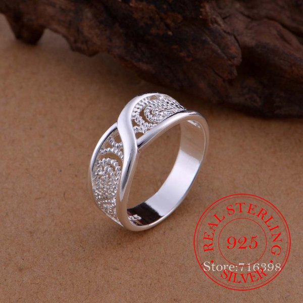 JoyeríA De Plata De Ley 100% 925, Anillos De Plata De Boda Para Parejas Con DiseñO Hueco Vintage Para Mujeres Y Hombres, BisuteríA Anel De Prata A La Moda 8 Brown-image