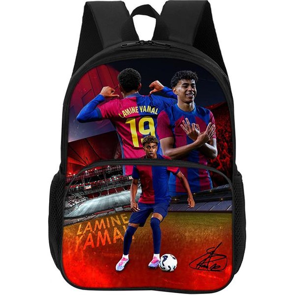 Mochila L-Lamin Yamal Con Bolsillo Frontal Estudiantes NiñOs Estrella De FúTbol Bolso Escolar Mochila Deportiva Mochila De Viaje Gran Capacidad-image