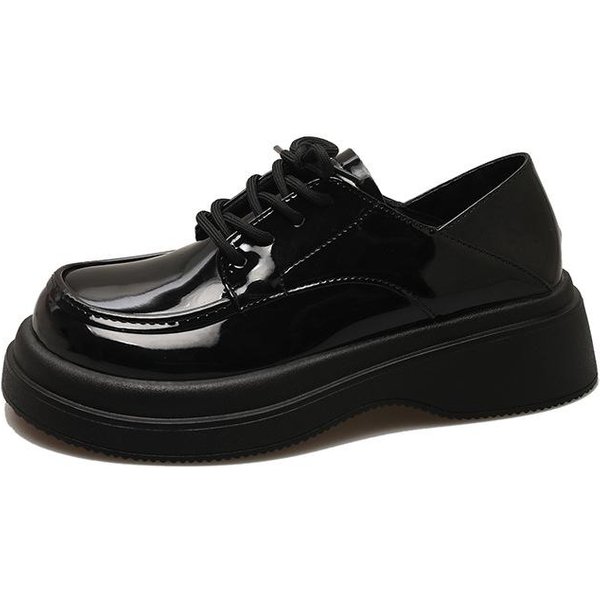 Zapatos De Cuero Dulces Y Frescos Estilo BritáNico Zapatos De Mujer Nuevos Mocasines De Cuero De Doble Uso Con Suela Gruesa Zapatos Mary Jane Japoneses 40-image
