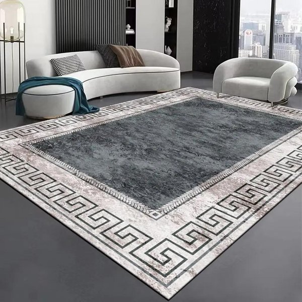 Alfombra NóRdica Moderna De Alta Gama Para Sala De Estar Lujo Gris DecoracióN Del Hogar Dormitorio Alfombras De ÁRea Grande EláStica Lavable Antideslizante Felpudo 60*90Cm-image