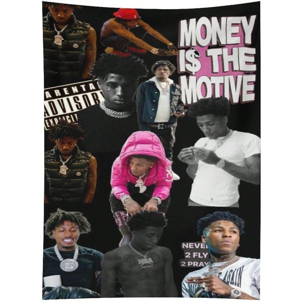 1 Szt. Gobelin śCienny Z KolażEm Y-Youngboy Never Broke Again Do Sypialni, Salonu, Fajne Rzeczy Do Pokoju, DużY Rozmiar, Poliester, Druk 2D, 40X60Cm Gray-image
