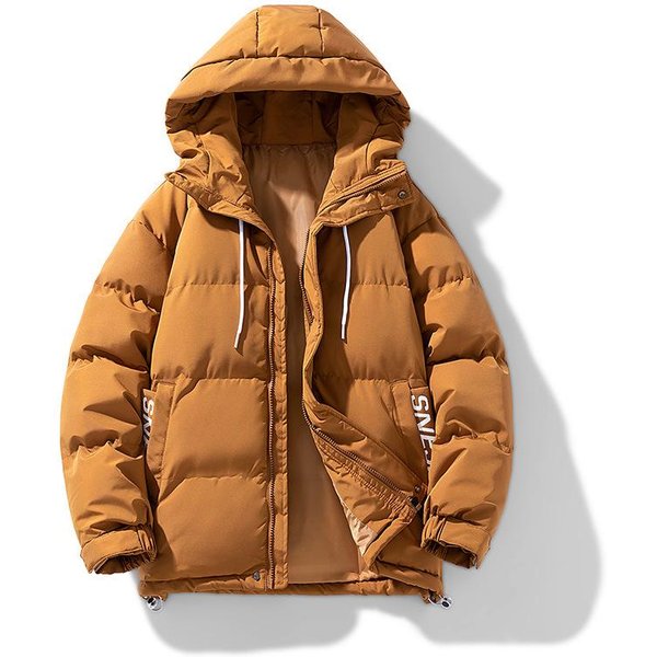 Abrigo Acolchado Con Capucha Gruesa De Color SóLido De Invierno, Chaqueta Acolchada Suelta Y VersáTil, Chaqueta Acolchada Informal M Brown-image